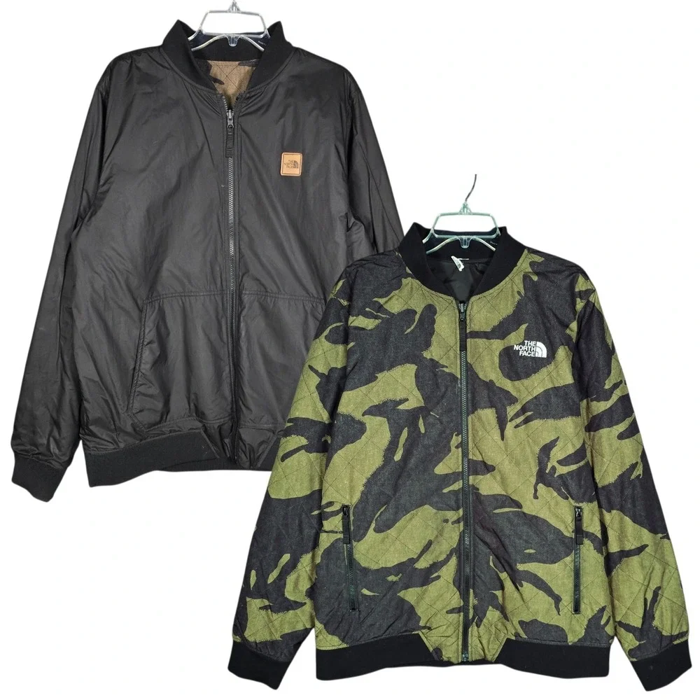 The North Face‎ Jester Jacket Mens Large Reversible Camouflage Black Shell